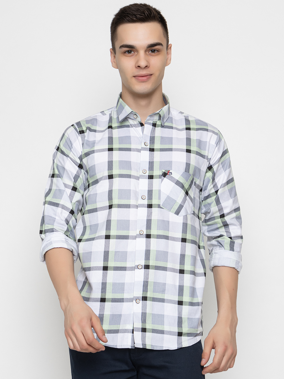 IMG_0862.jpg FERYPRO Men’s Printed Casual Checks Cotton Full Sleeve Shirt - Image 1